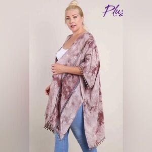 L LOVE  ACID WASHED PLUM CARDIGAN